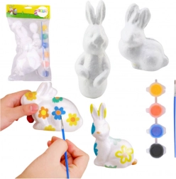 Súprava na maľovanie polystyrénových ozdôb 4 zajace s farbami a štetcom