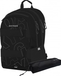 OXYBAG Študentský batoh + peračník OXY Sport Font White