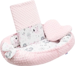 Luxusné detské hniezdo s vankúšikom a perinkou z minky ružové NEW BABY