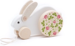 Veľký biely drevený ťahací králik Bajo