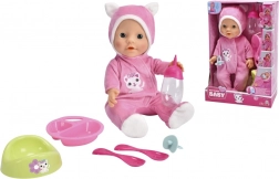 Bábika New Born Baby v mačacom pyžamku 30 cm