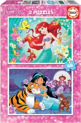 EDUCA Puzzle Disney princezné: Ariel a Jasmína 2x48 dielikov