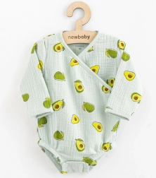 Mušelínové body s bočným zaväzovaním NEW BABY Avocado, dlhý rukáv
