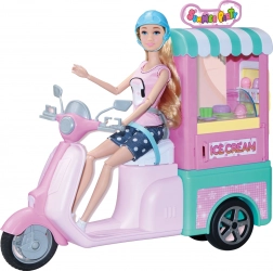 Bábika zmrzlinárka 30 cm so skútrom