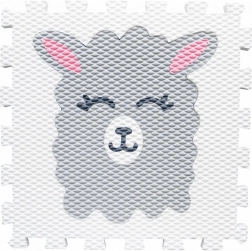 Penený puzzle koberec s motívom lamy – biely