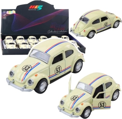 Kovový klasický chrobák 1:32 s natahovacím pohonom, otváracie dvere, béžový