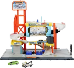 Umývačka áut Matchbox Turbo Cyklón – viacpodlažný herný set s rampou a servisom