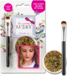 Trblietavý telový gél Lukky so štetcom zlatý