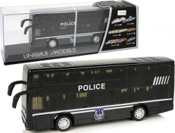 Dvojposchodový policajný autobus s frikčným pohonom a svetlom a zvukom