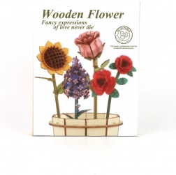 3D drevená kvetinová kytica