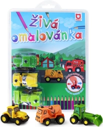 Živá omaľovánka stavebné autá – set 3 ks