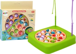 Hra chytanie rybičiek s 2 prútmi, 15 rybičiek, zelená