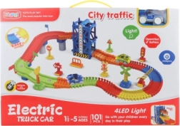 Dráha s batériovým autíčkom, svietiacim – 101 dielov