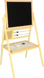 Detská drevená magnetická tabuľa s kriedou a počítadlom