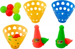 Zručnostná hra s košíkmi na loptičky a vystreľovačom, 2 košíky a 6 loptičiek