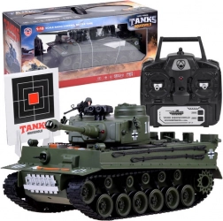 Veľký RC tank GERMAN TIGER 1:18 so streľbou a LED