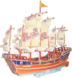 Drevené 3D puzzle plachetnica dynastie Ming – farebná