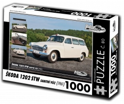 Puzzle retro-autá Škoda 1202 STW sanitné vozidlo 1000 dielikov