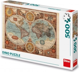 Dino Puzzle starobylá mapa sveta - 500 dielikov