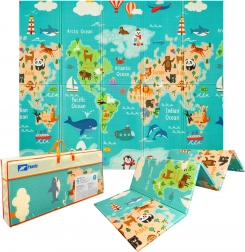 humbi obojstranná skladacia penová podložka z XPE 200 × 180 × 1 cm mapa sveta a ulice