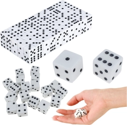 Sada klasických hracích kociek 1–6, biele, 100 ks