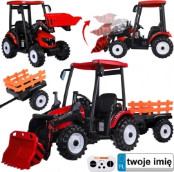 Veľký elektrický traktor s prívesom a lyžicou pre deti