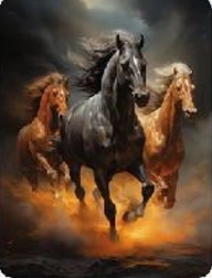 Diamantová mozaika – tri cválajúce kone