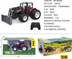 Diaľkovo ovládaný traktor s radlicou 1:24 červený
