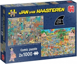 JUMBO Puzzle Jan van Haasteren Hudobný obchod a Letná nálada 2x1000 dielikov