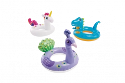 detský nafukovací plávací kruh zvieratko 86 × 58 cm (lama, jednorožec, dinosaurus)