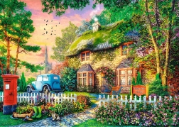Puzzle TREFL Premium Plus: Čas Na Čaj - Sleepy Lane Cottage 1000 dielikov