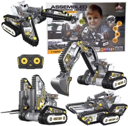 Stavebnica 4 v 1 – diaľkovo ovládané stavebné stroje, 176 dielov