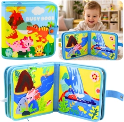 Senzorická plstená knižka dinosaury – vzdelávacia quiet book pre deti