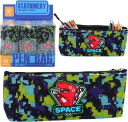 Prenosná kozmetická taška s dinosaurami a pixelovým vzorom, modrozelená 20x8cm