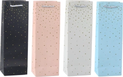 Papierová darčeková taška na fľašu so zlatými bodkami 35 x 12 x 9 cm