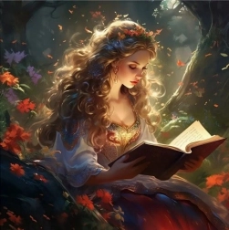 Diamantová mozaika - princezná s knihou