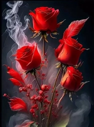 Diamantové maľovanie kvety ruže v dyme 30 × 40 cm