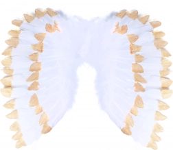 Anjelské krídla s perím bielo‑zlaté