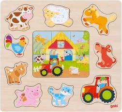 Goki drevená vkladačka a puzzle Zvieratká z farmy