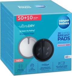 Canpol babies ultra dry 3D tvarované dojčiace vložky, čierne 60+10 ks