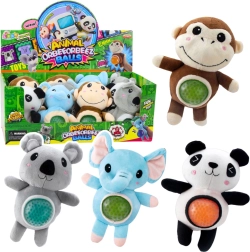 Plyšová maňuška na stláčanie s vodnými guličkami 17 cm, mix zvieratiek