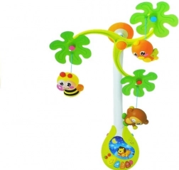 Hudobný kolotoč nad postieľku HOLA s hracou skrinkou a hrkálkami