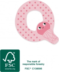 Drevené písmeno Q s medúzou pre deti