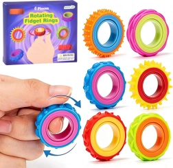 Otočné senzorické fidget prstienky – sada 6 ks