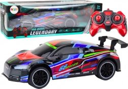 RC športové auto 1:10 s LED svetlami, rýchlosť 25 km/h, čierne