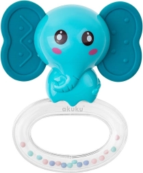 Silikónové hryzadlo s hrkálkou Akuku slon