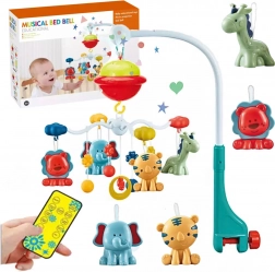 Kolotoč nad postieľku s projektorom a diaľkovým ovládaním