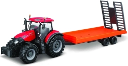 Bburago farm traktor s prívesom 10 cm – CASE IH Optum CVX 300 s nízkoložným vozíkom