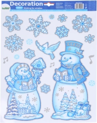 Okenná dekorácia Snehuliaci 41 × 29 cm – Vianoce