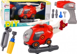 Skrutkovací vrtuľník pre deti na montáž – červený